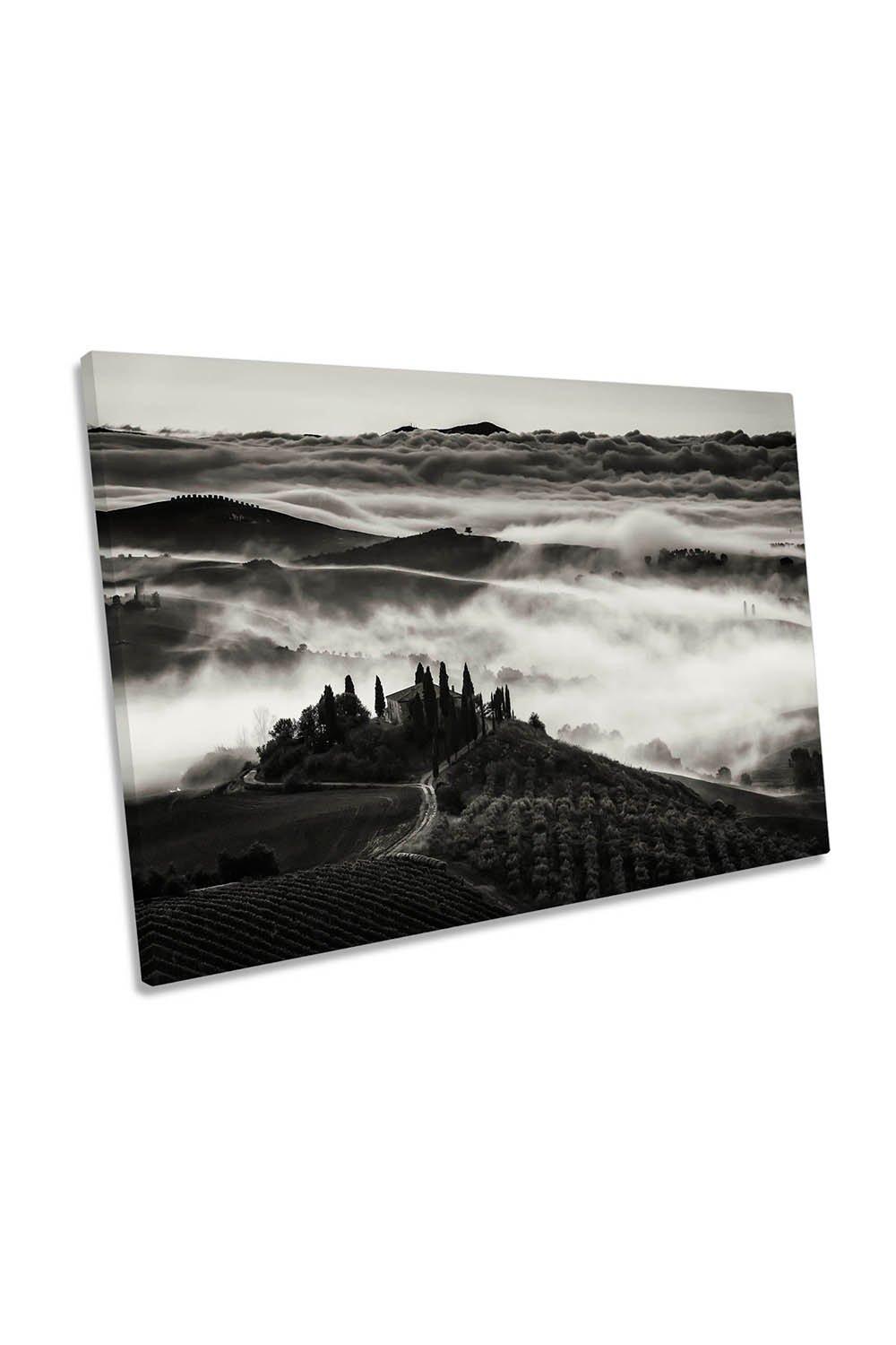 Tuscany Mist Morning Italy Landscape Canvas Wall Art Picture Print