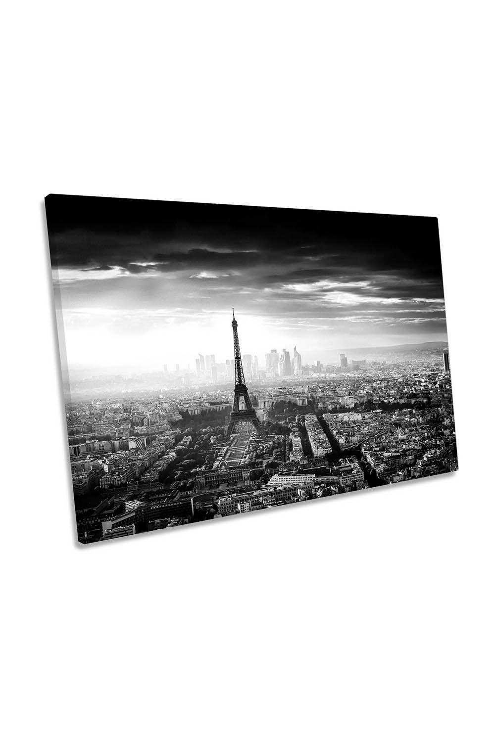 Paris City Skyline Black and White Canvas Wall Art Picture Print