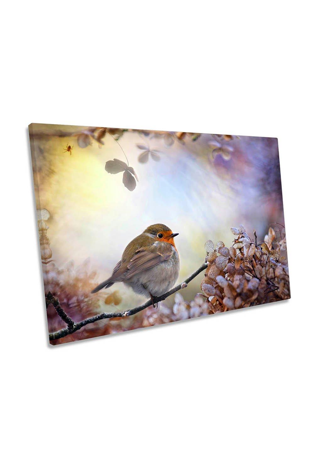 Robin on Dreams Bird Animal Canvas Wall Art Picture Print