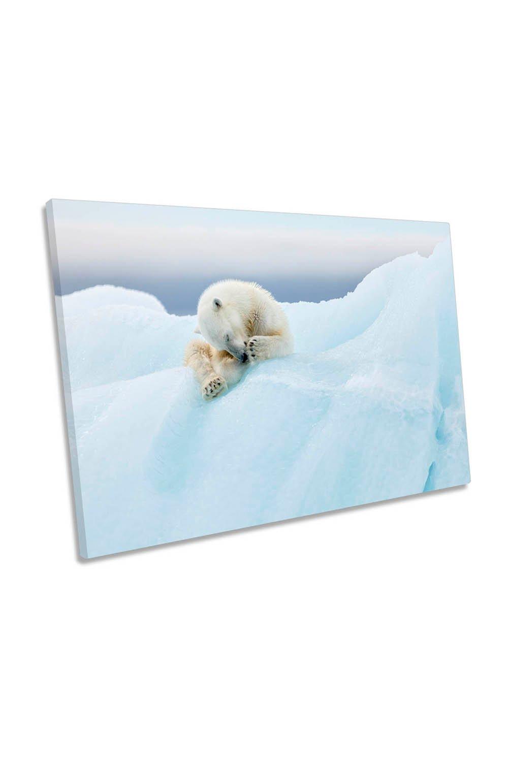 Polar Bear Grooming Canvas Wall Art Picture Print