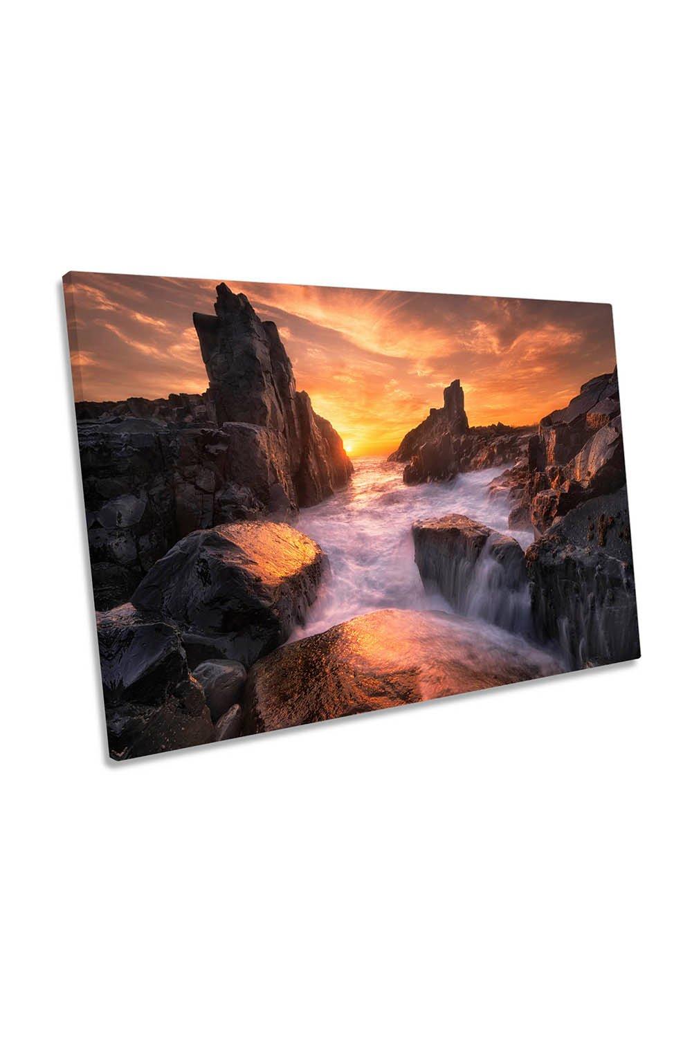 The Edge of the World Orange Sunset Canvas Wall Art Picture Print