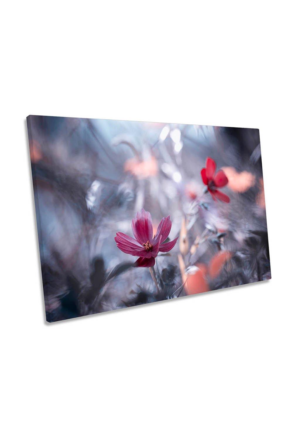 Red Flowers Floral Modern Canvas Wall Art Picture Print