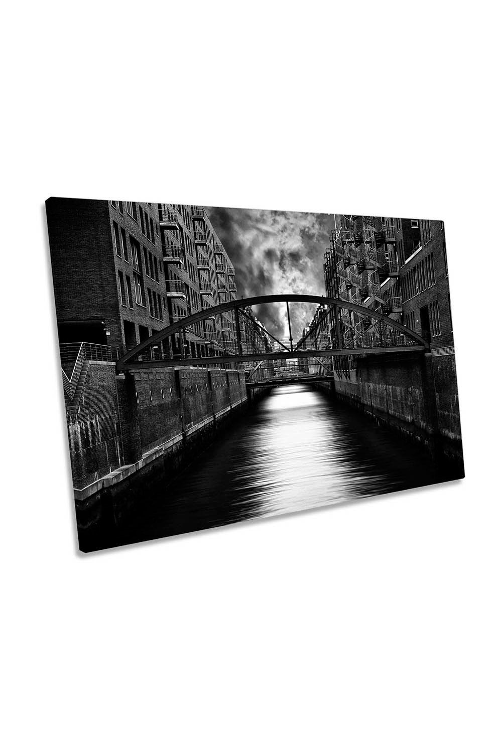 The Other Side of Hamburg Canal Canvas Wall Art Picture Print