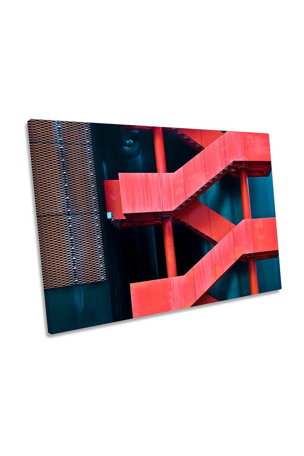 Red Route Urban Architecture Canvas Wall Art Picture Print