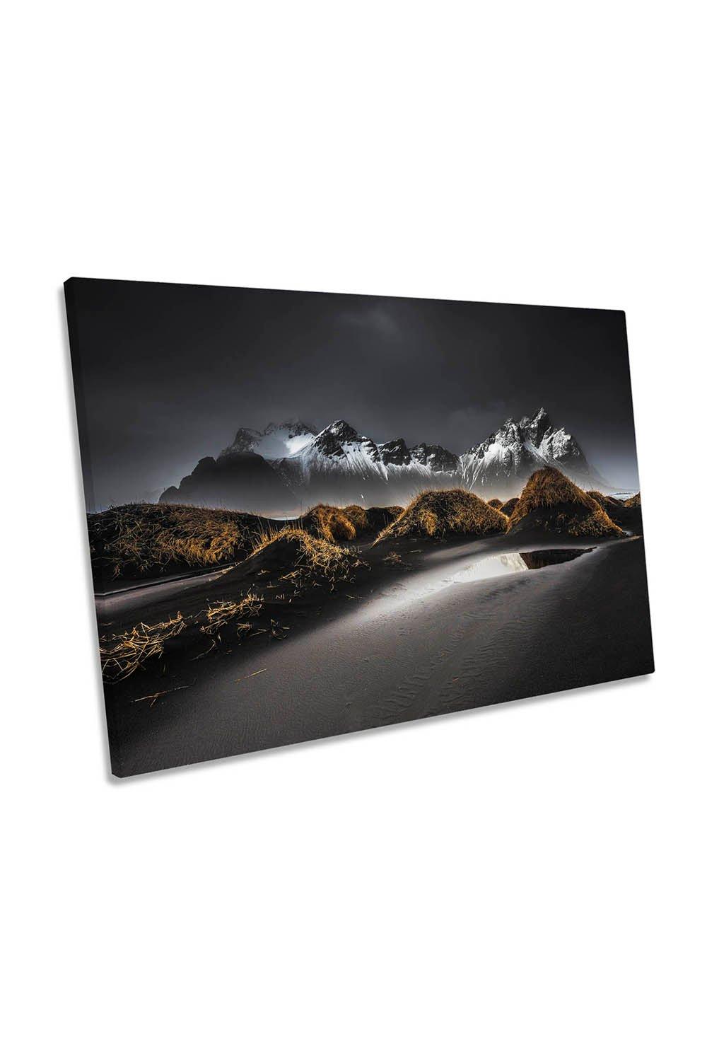 Stokksnes Iceland Mountains Landscape Canvas Wall Art Picture Print