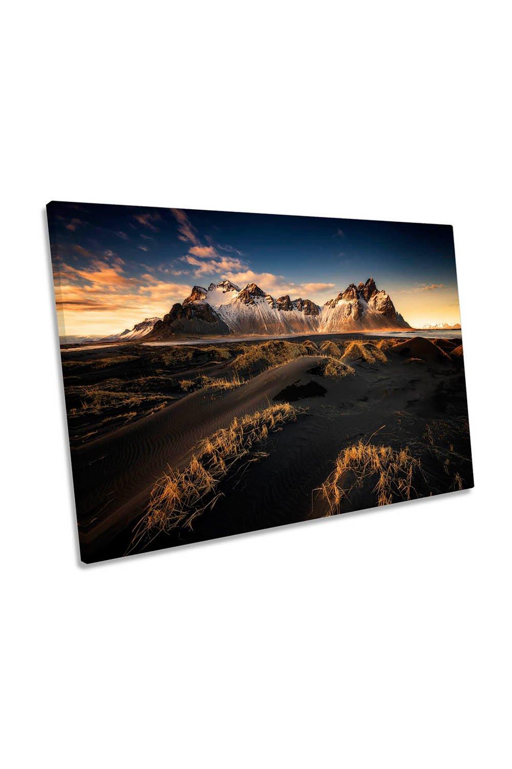 Mountains Iceland Landscape Sunset Canvas Wall Art Picture Print
