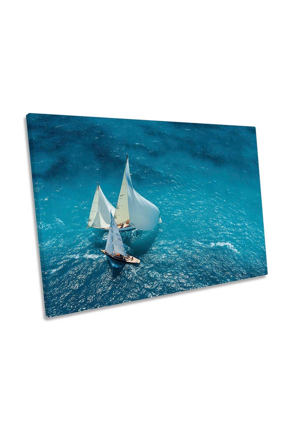 Sail Boat Yacht Race Ocean Canvas Wall Art Picture Print