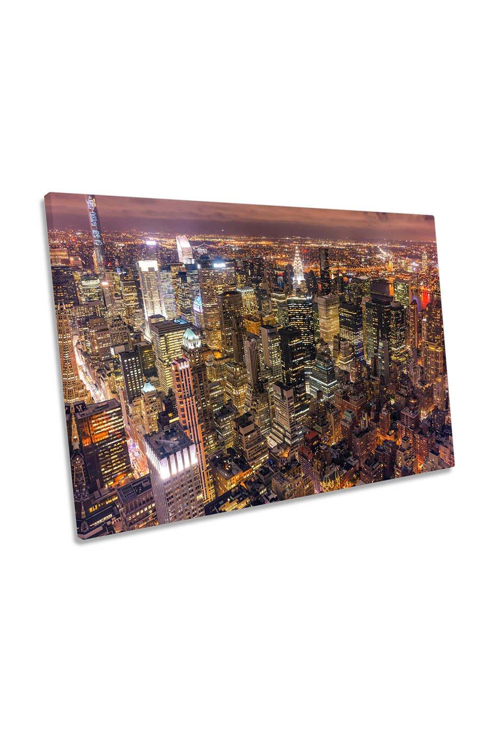 Night Life New York City Canvas Wall Art Picture Print