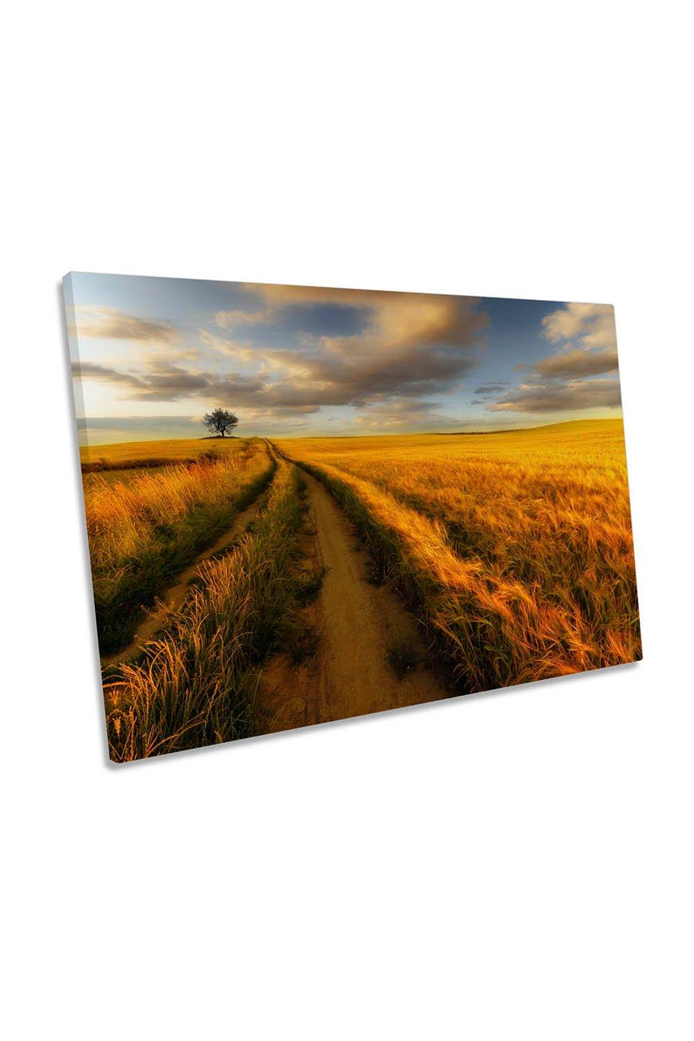 Lonely Tree Landscape Fields Canvas Wall Art Picture Print