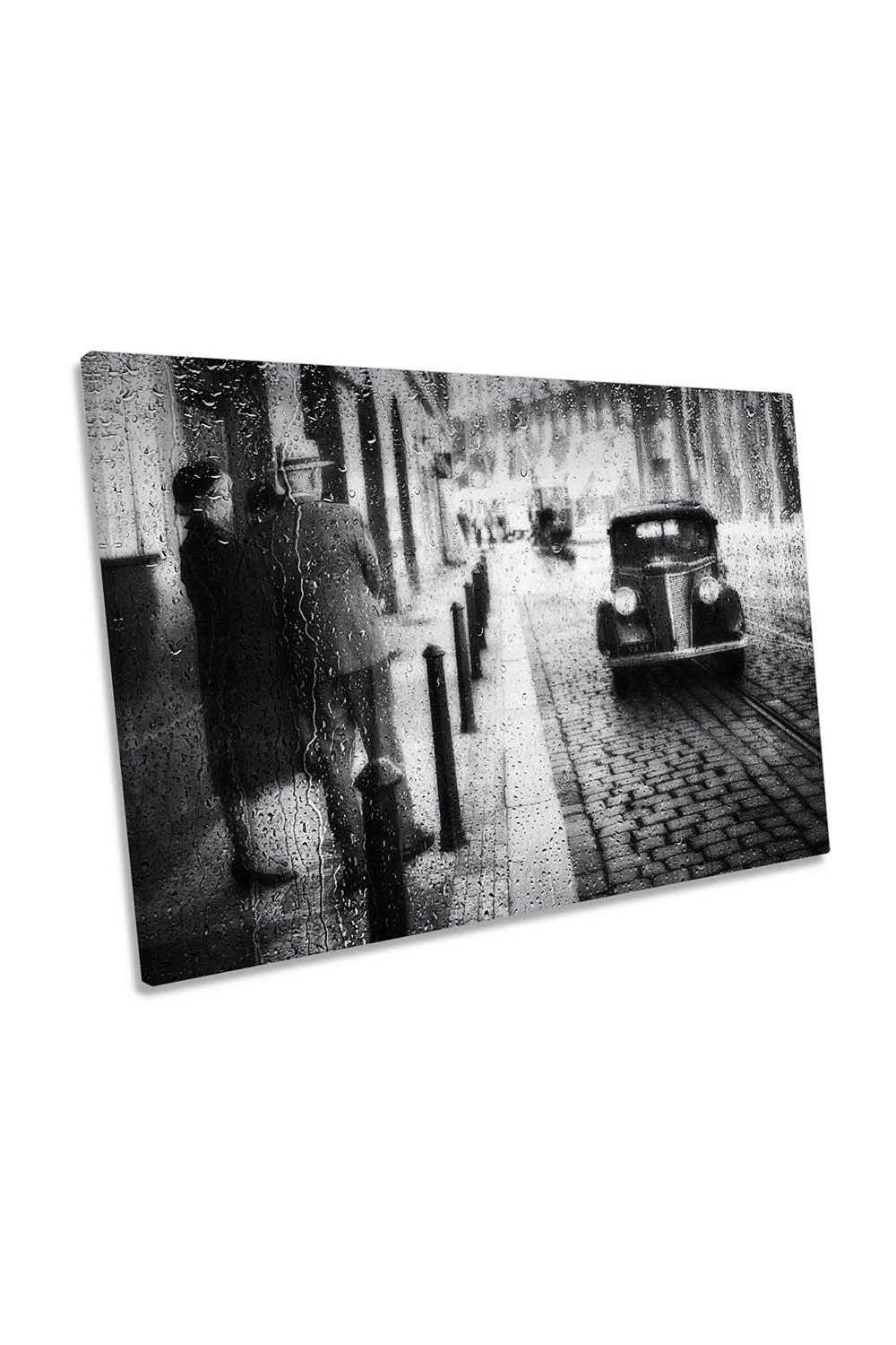 Step Back in Time Car Street Canvas Wall Art Picture Print