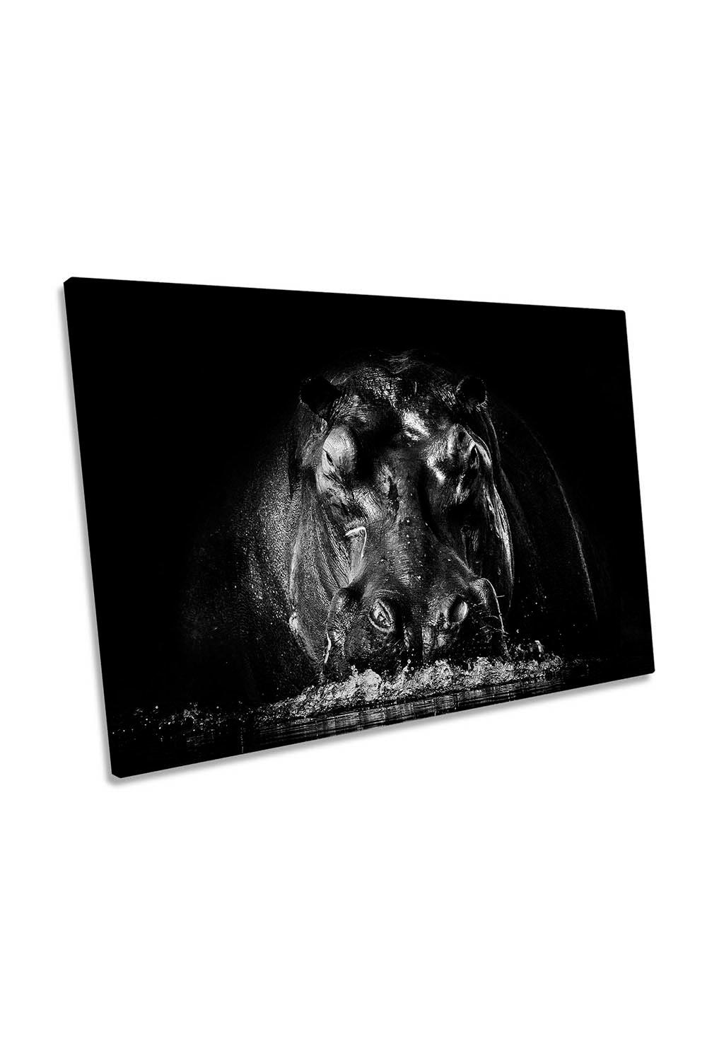 Powerful Hippo Wildlife Canvas Wall Art Picture Print