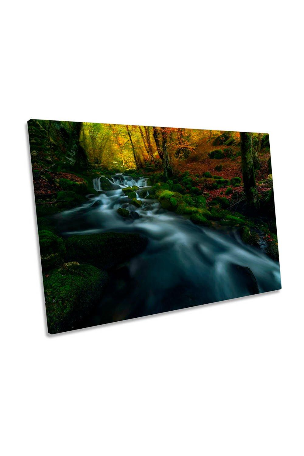 Past Seasons River Forest Landscape Canvas Wall Art Picture Print