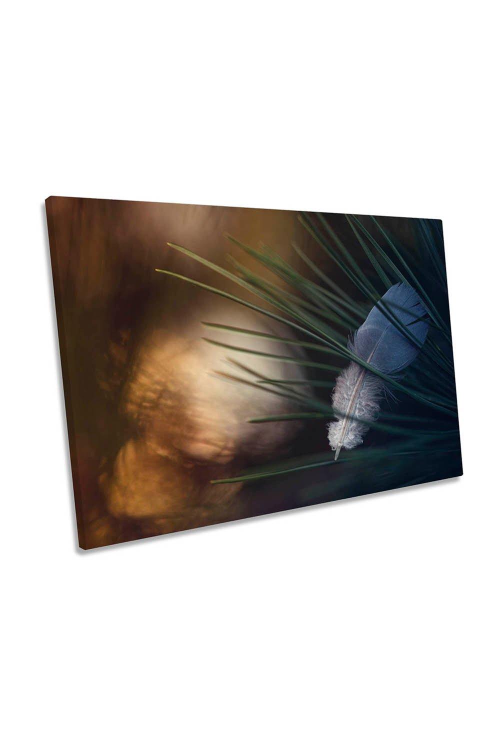 Tired Wings Feather Floral Canvas Wall Art Picture Print