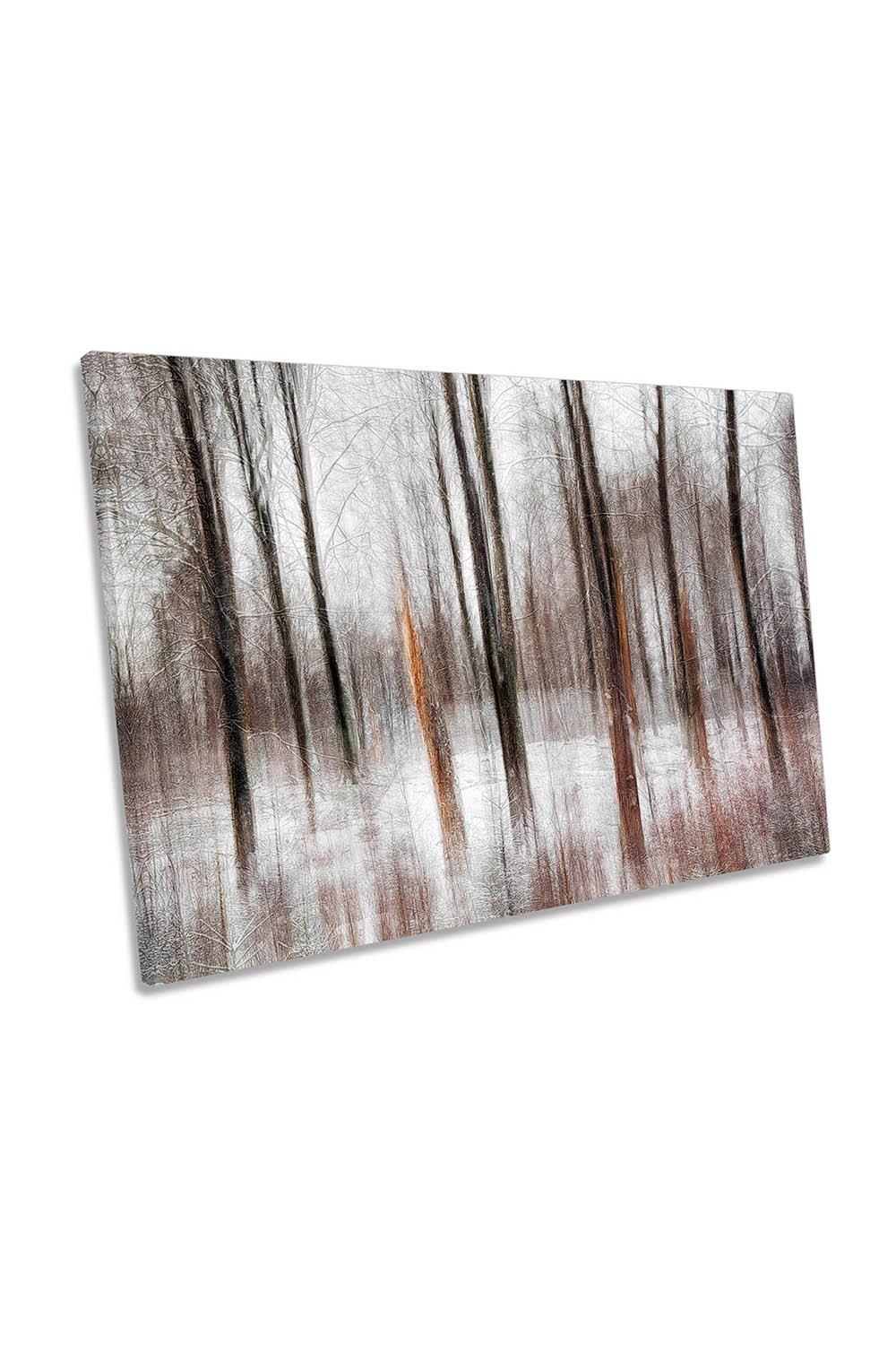 Winter Forest Trees Abstract Canvas Wall Art Picture Print