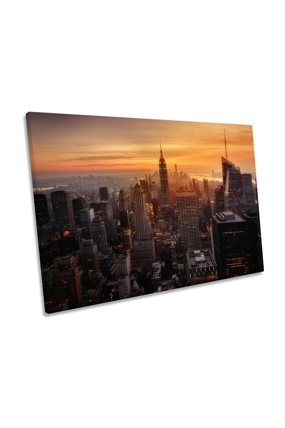 Manhattan's Light Sunset New York City Canvas Wall Art Picture Print
