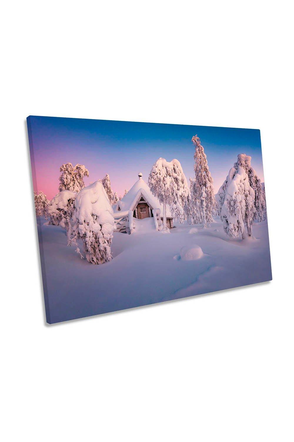 Home Sweet Home Snow Winter Landscape Canvas Wall Art Picture Print