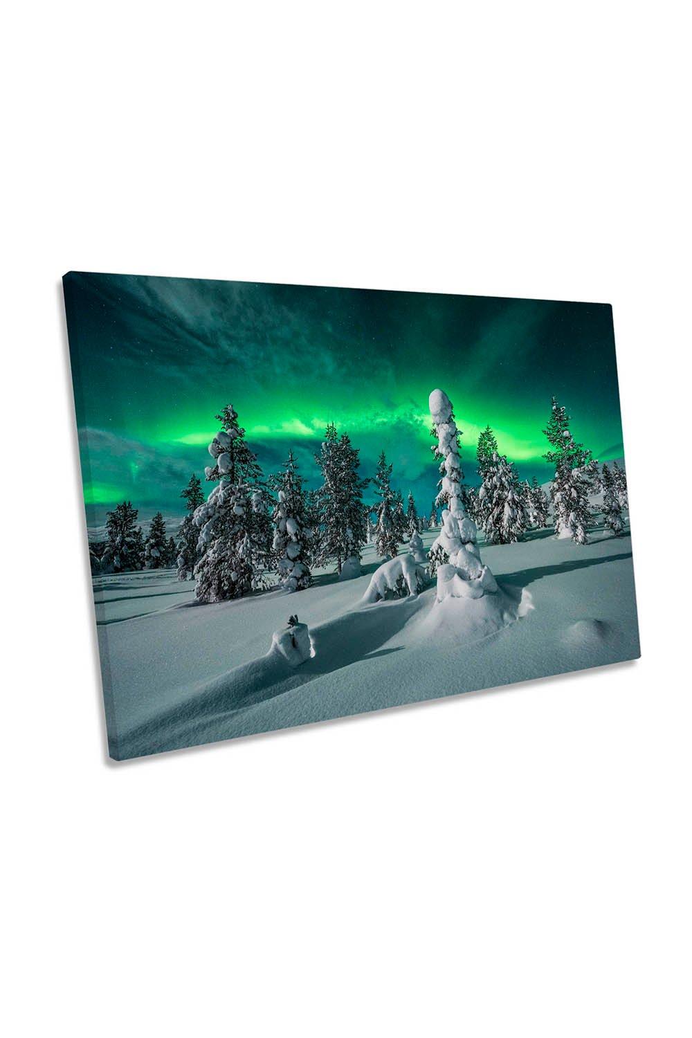 Polar Night Green Northern Lights Canvas Wall Art Picture Print