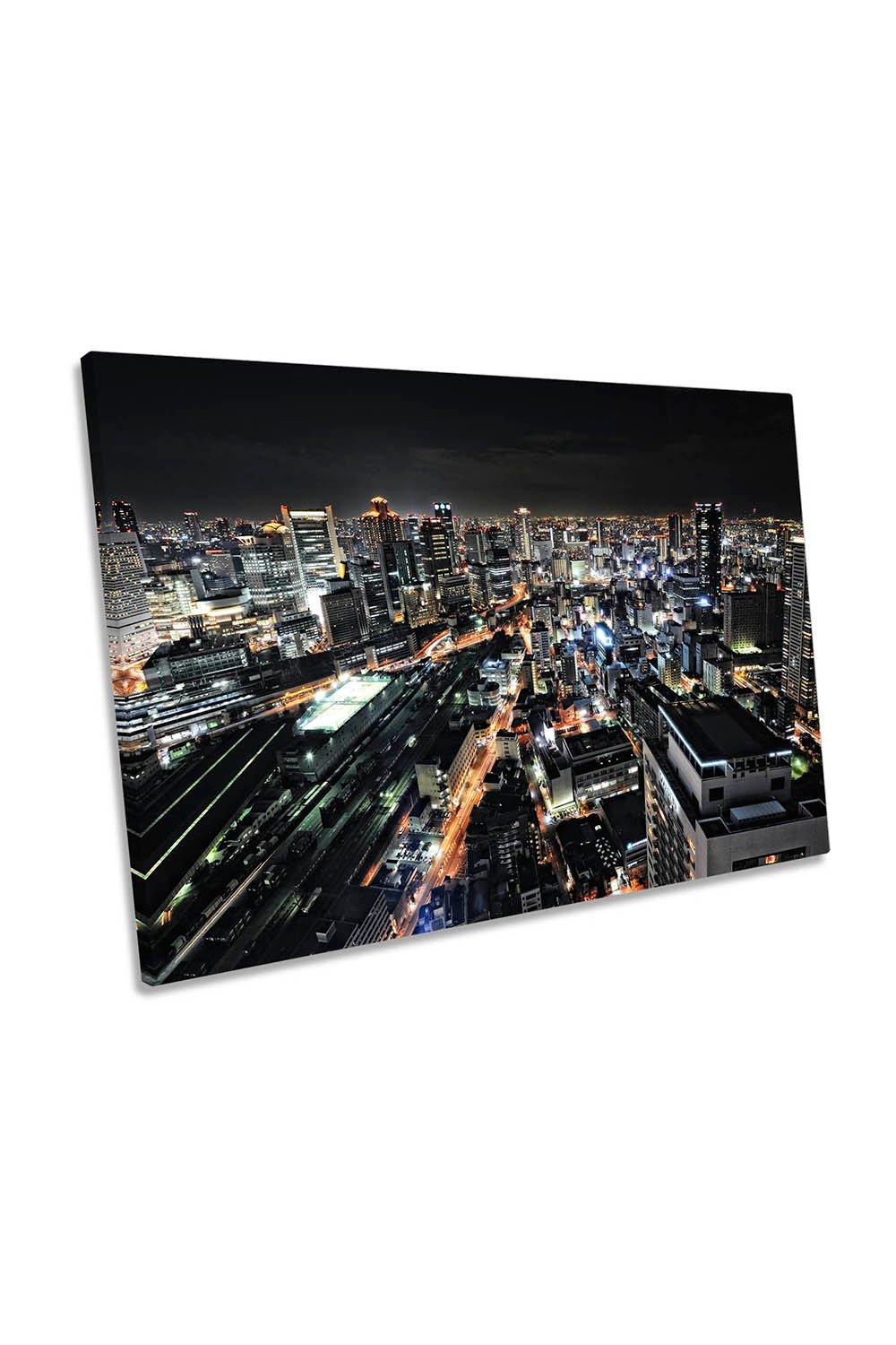 Osaka Night City Skyline Japan Canvas Wall Art Picture Print