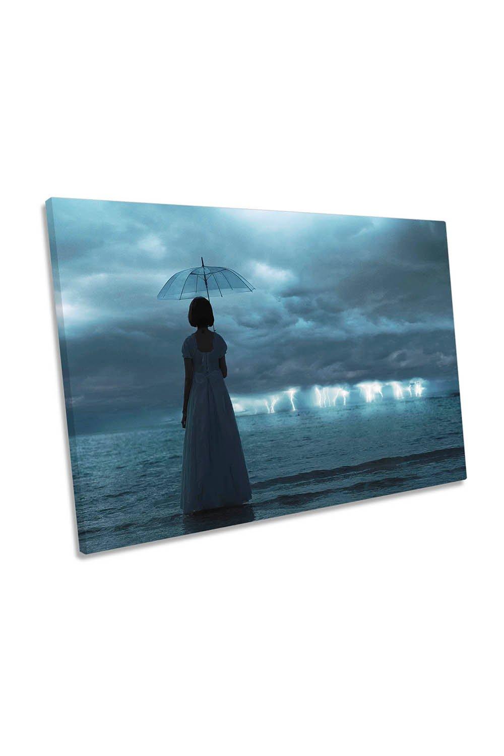 The Silent Sea Umbrella Modern Canvas Wall Art Picture Print