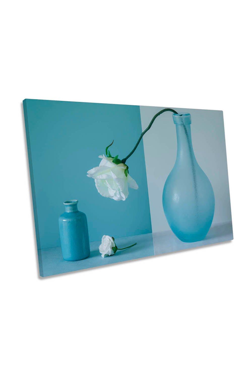 Out of the Vase Flower Blue Canvas Wall Art Picture Print