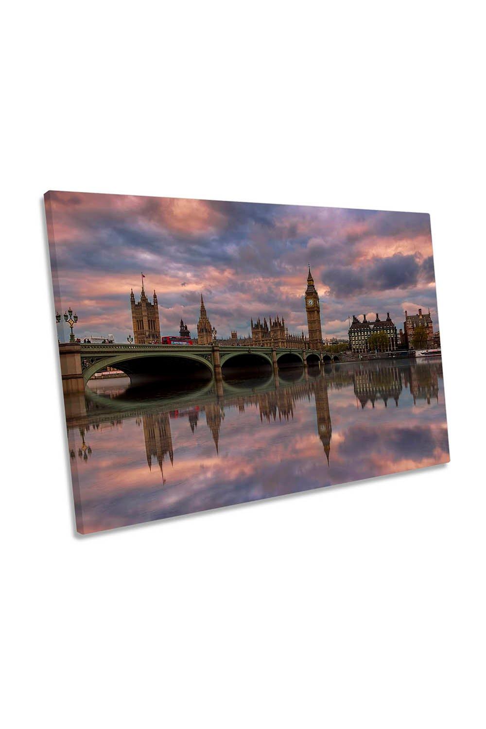 London City Sunset Westminster Canvas Wall Art Picture Print