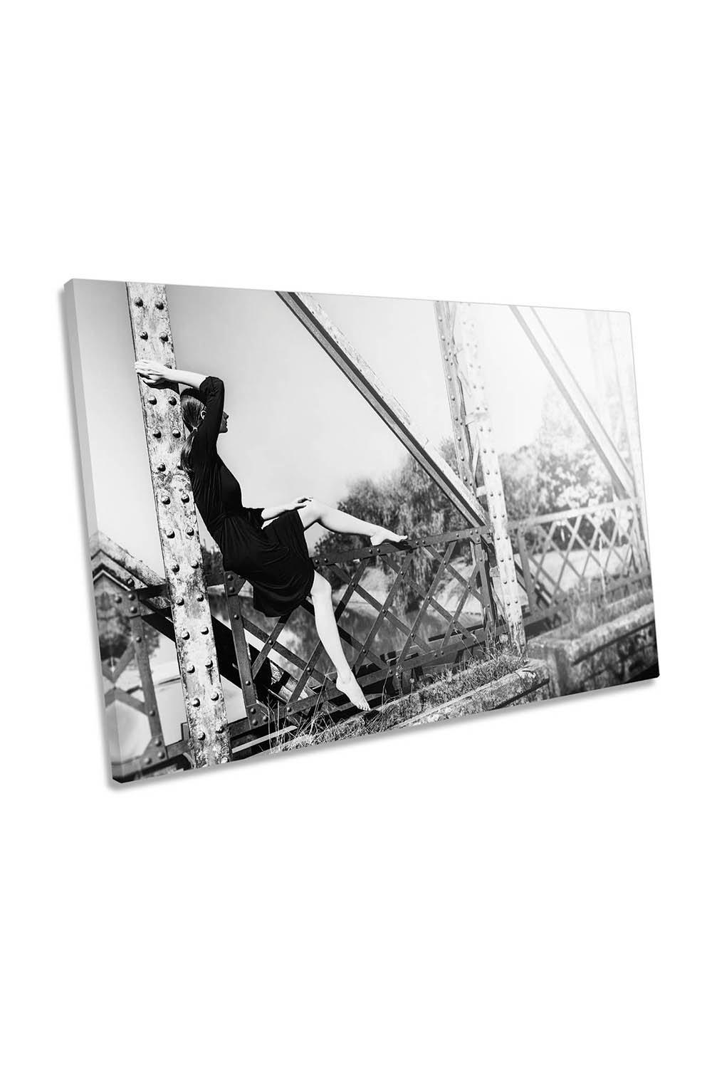 The Past Retro Bridge Woman Memory Canvas Wall Art Picture Print