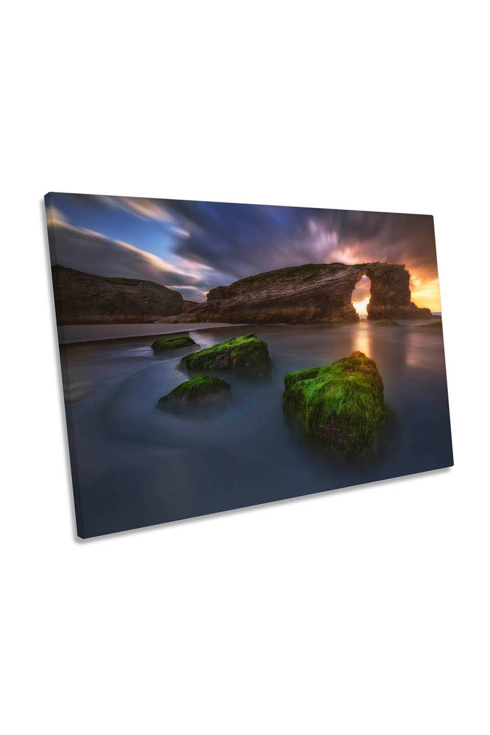 Beach of the Cathedrals Seascape Arch Canvas Wall Art Picture Print