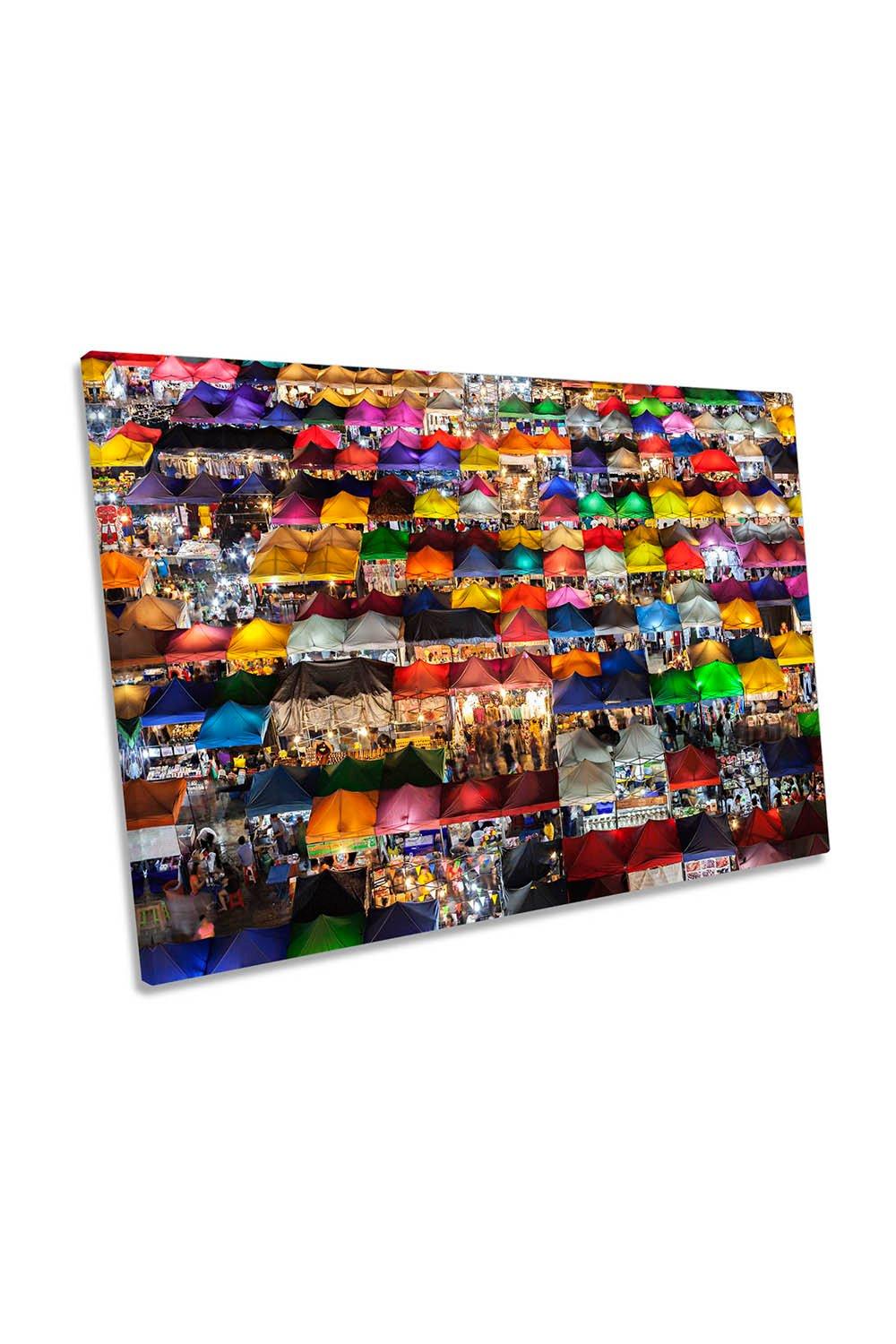 Colourful Street Market Urban Photography Canvas Wall Art Picture Print
