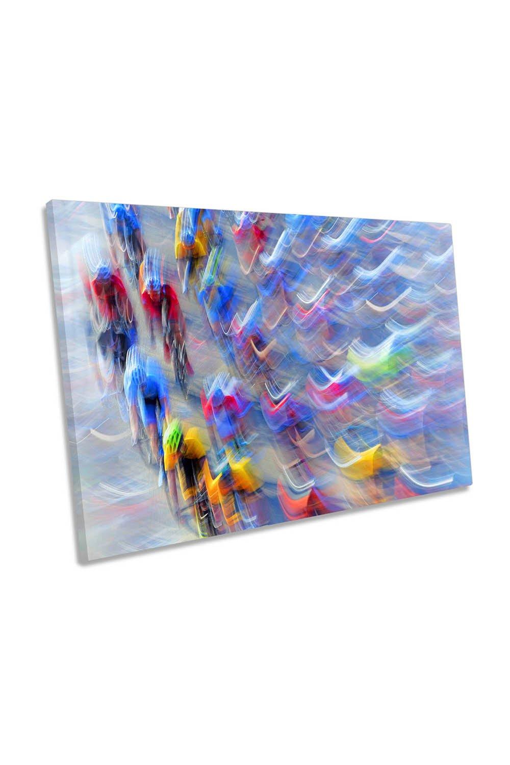 Waves Bike Racer Cycling Abstract Canvas Wall Art Picture Print