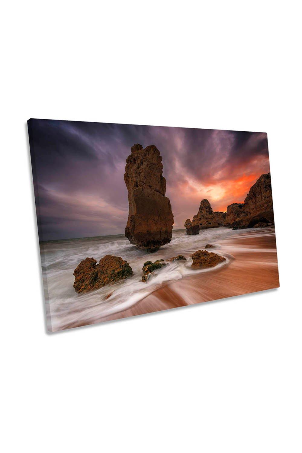Totem Algarve Portugal Beach Sunset Canvas Wall Art Picture Print