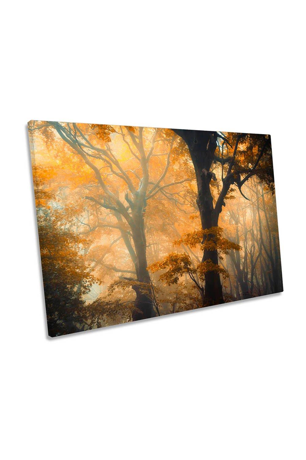 Autumn Fall Forest Landscape Orange Canvas Wall Art Picture Print