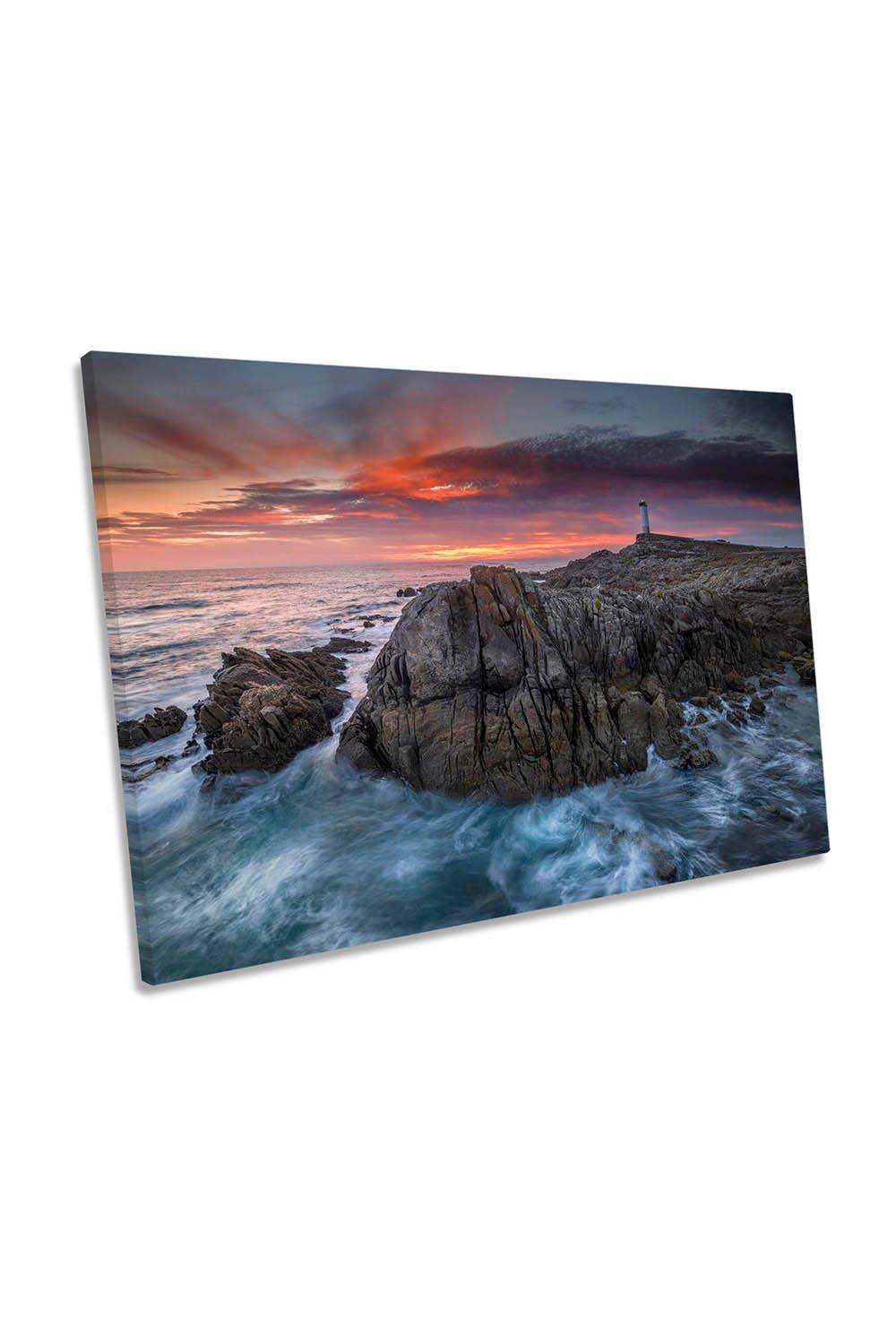 O Roncudo Lighthouse Sunset Coast Canvas Wall Art Picture Print