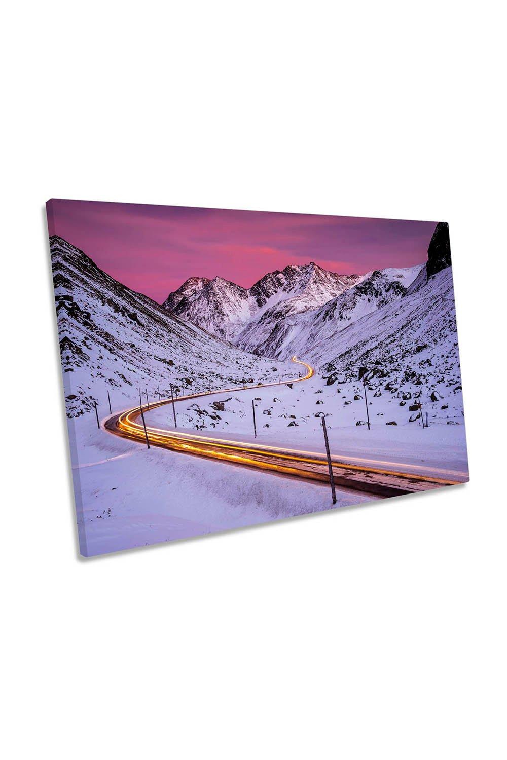 Drive Through Fluela Switzerland Alps Canvas Wall Art Picture Print