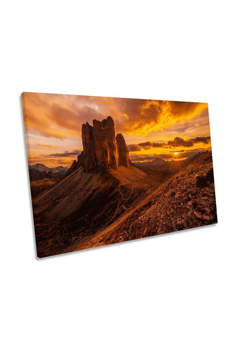 Monumental Strike Sunset Dolomites Italy Canvas Wall Art Picture Print