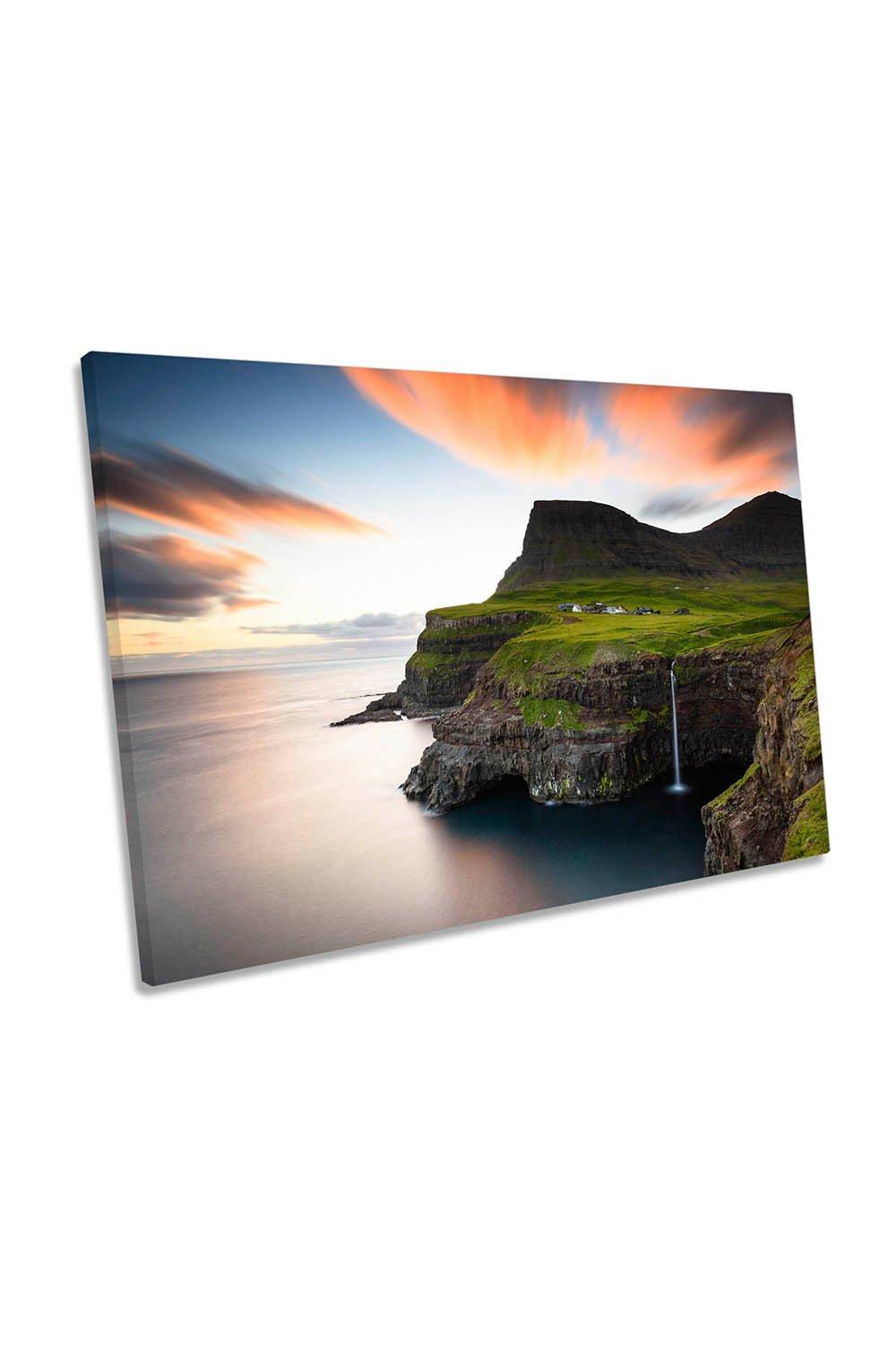 Faroe Islands Denmark Sunset Canvas Wall Art Picture Print