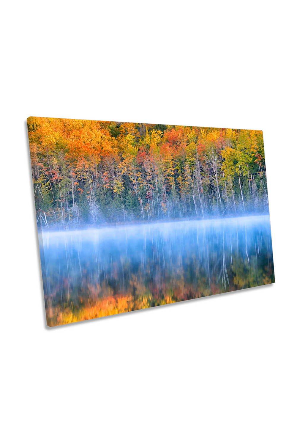 Fall Colours Forest Lake Landscape Canvas Wall Art Picture Print