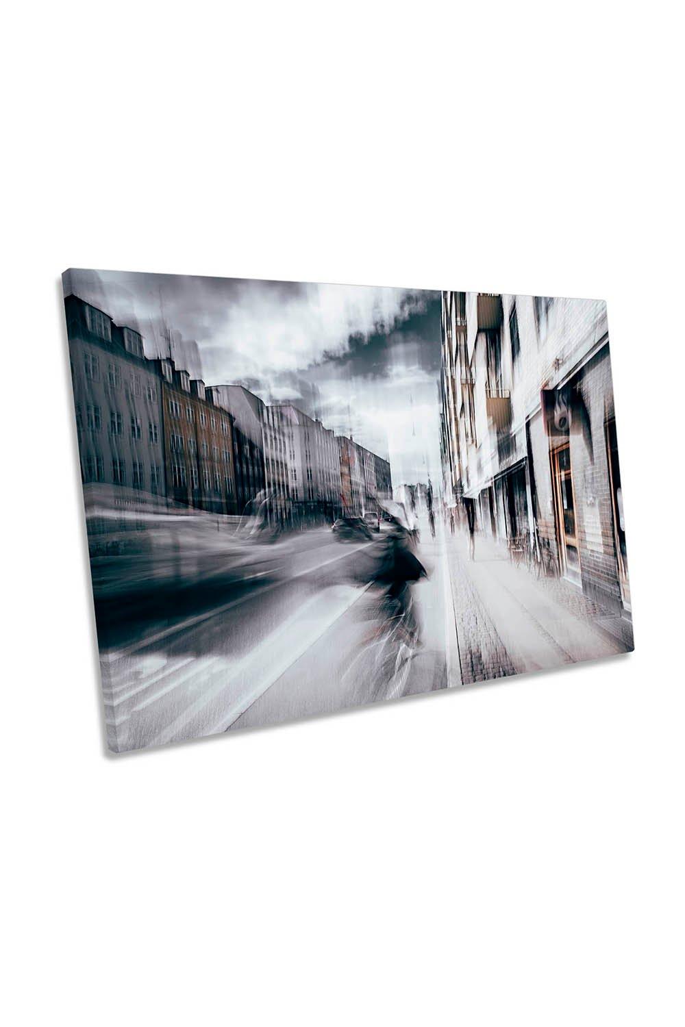 Life in Copenhagen City Street Abstract Canvas Wall Art Picture Print