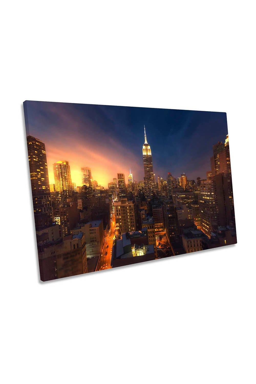 New York City Sunset Canvas Wall Art Picture Print