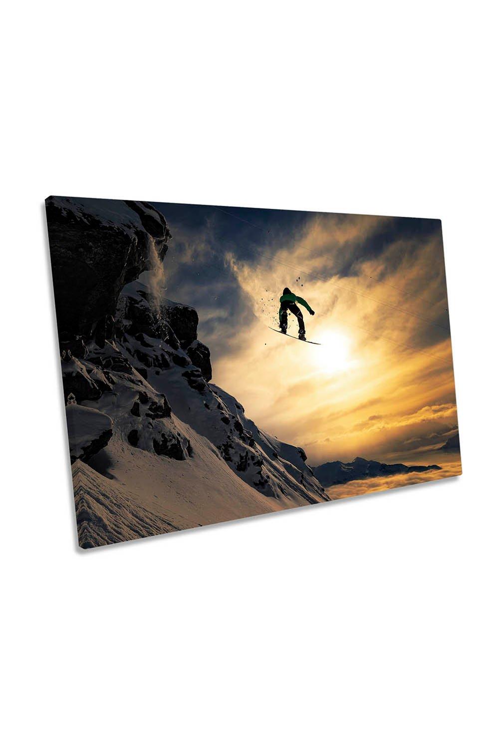 Sunset Snowboarding Extreme Sports Canvas Wall Art Picture Print