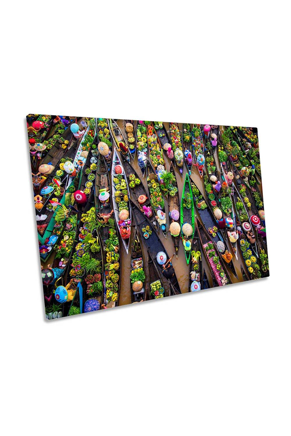 Pasar Terapung Floating Market Canvas Wall Art Picture Print