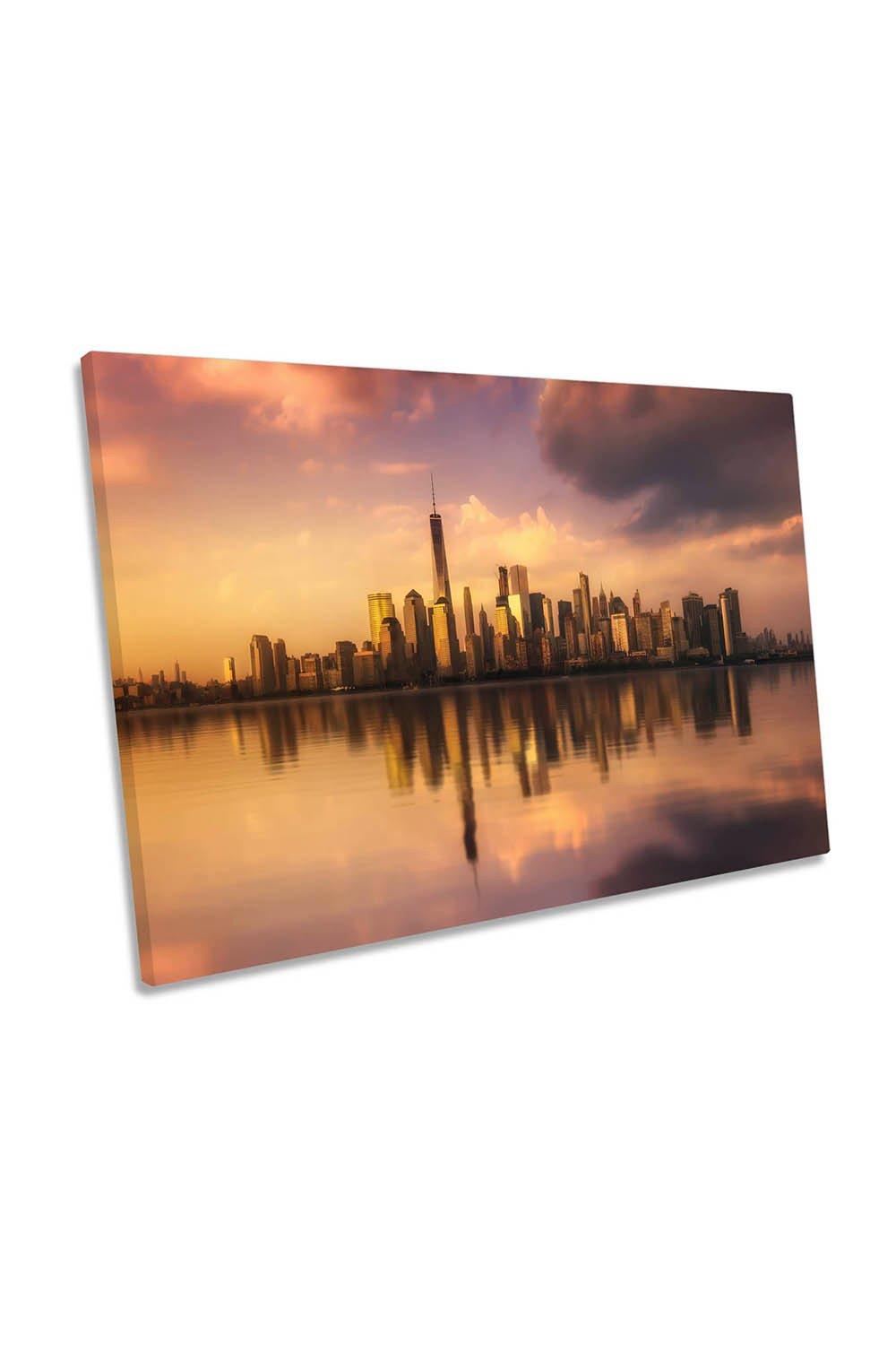 New York City Skyline Orange Canvas Wall Art Picture Print