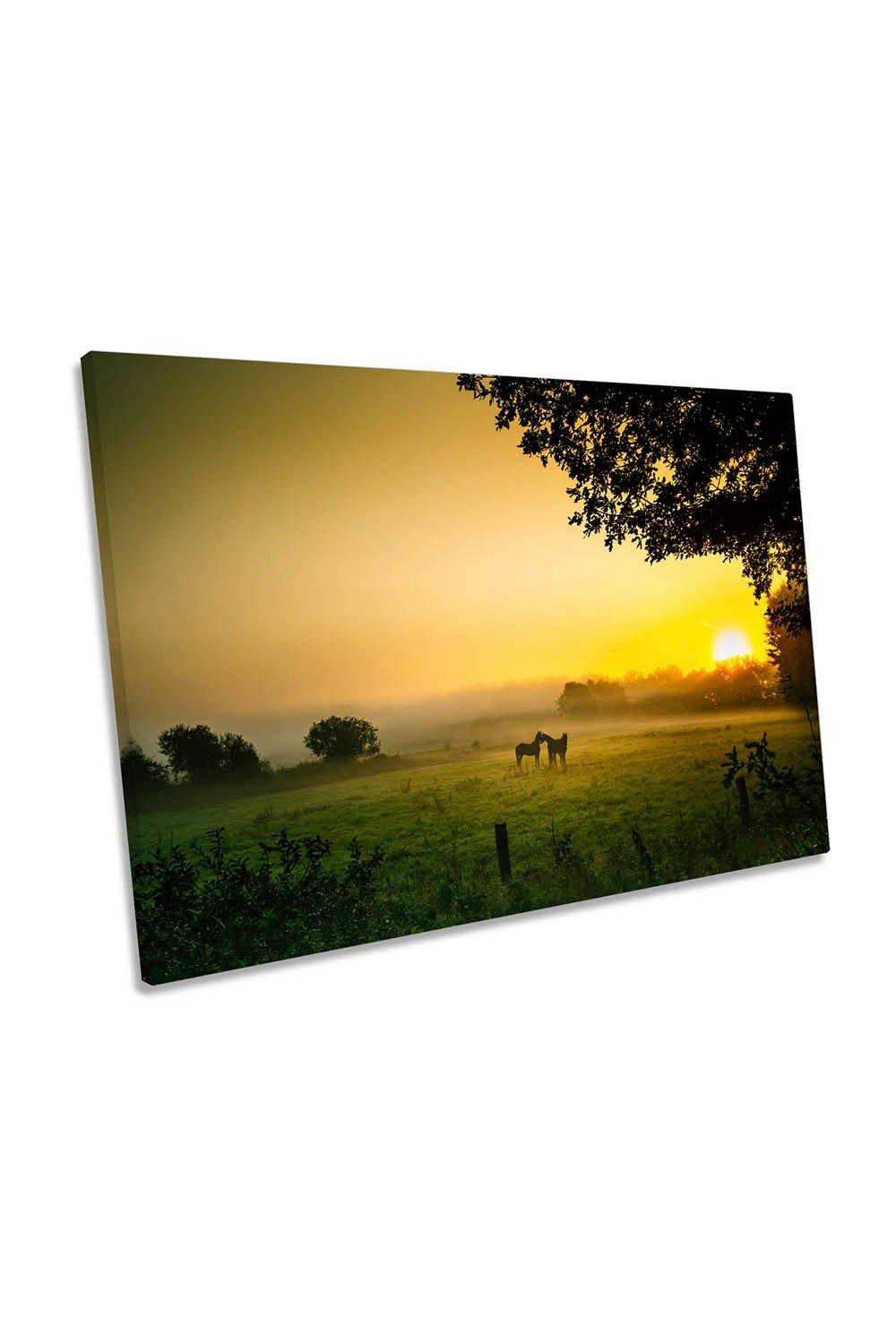 Horse Sunset Countryside Canvas Wall Art Picture Print