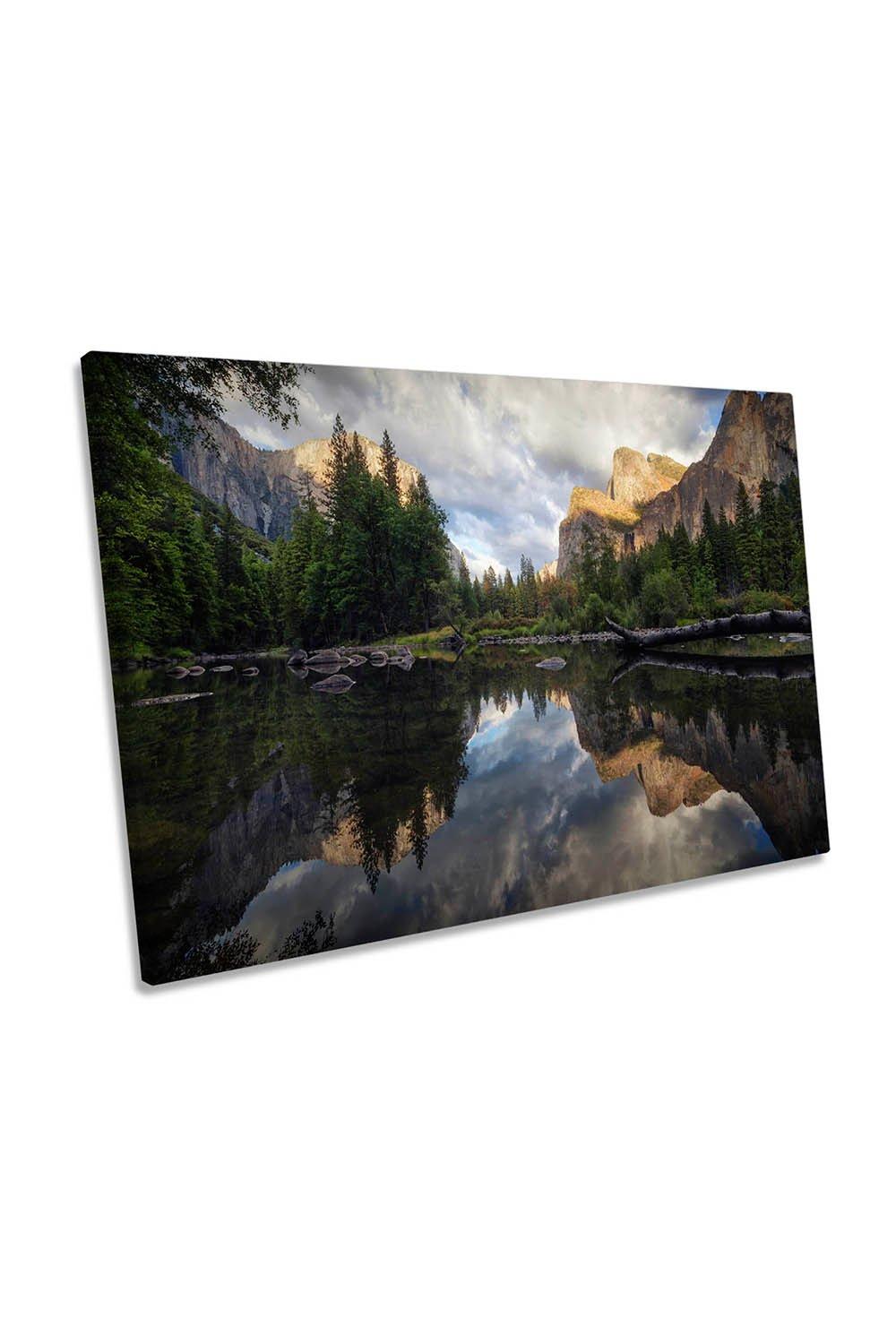 Yosemite Mountains Lake Landscape Canvas Wall Art Picture Print