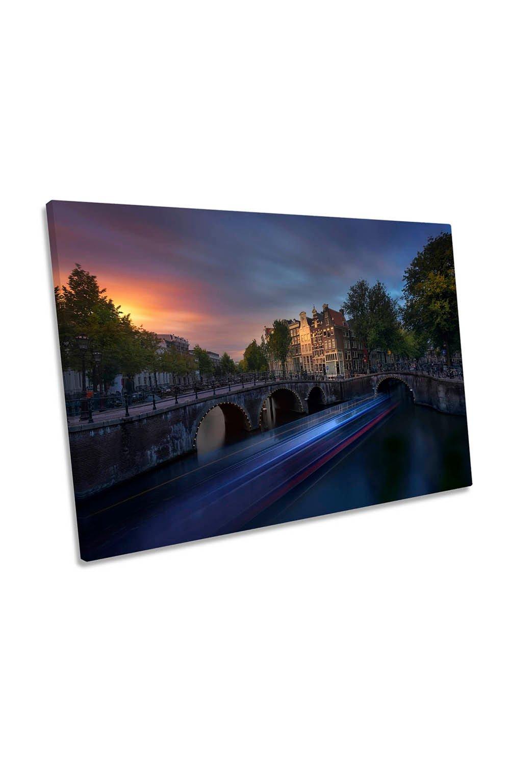 Amsterdam Sunset City Canvas Wall Art Picture Print