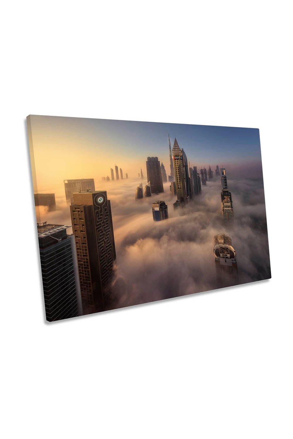 Cloudy Dubai City Skyline Canvas Wall Art Picture Print