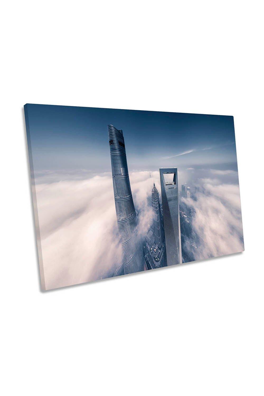 Shanghai Tower China Blue Canvas Wall Art Picture Print