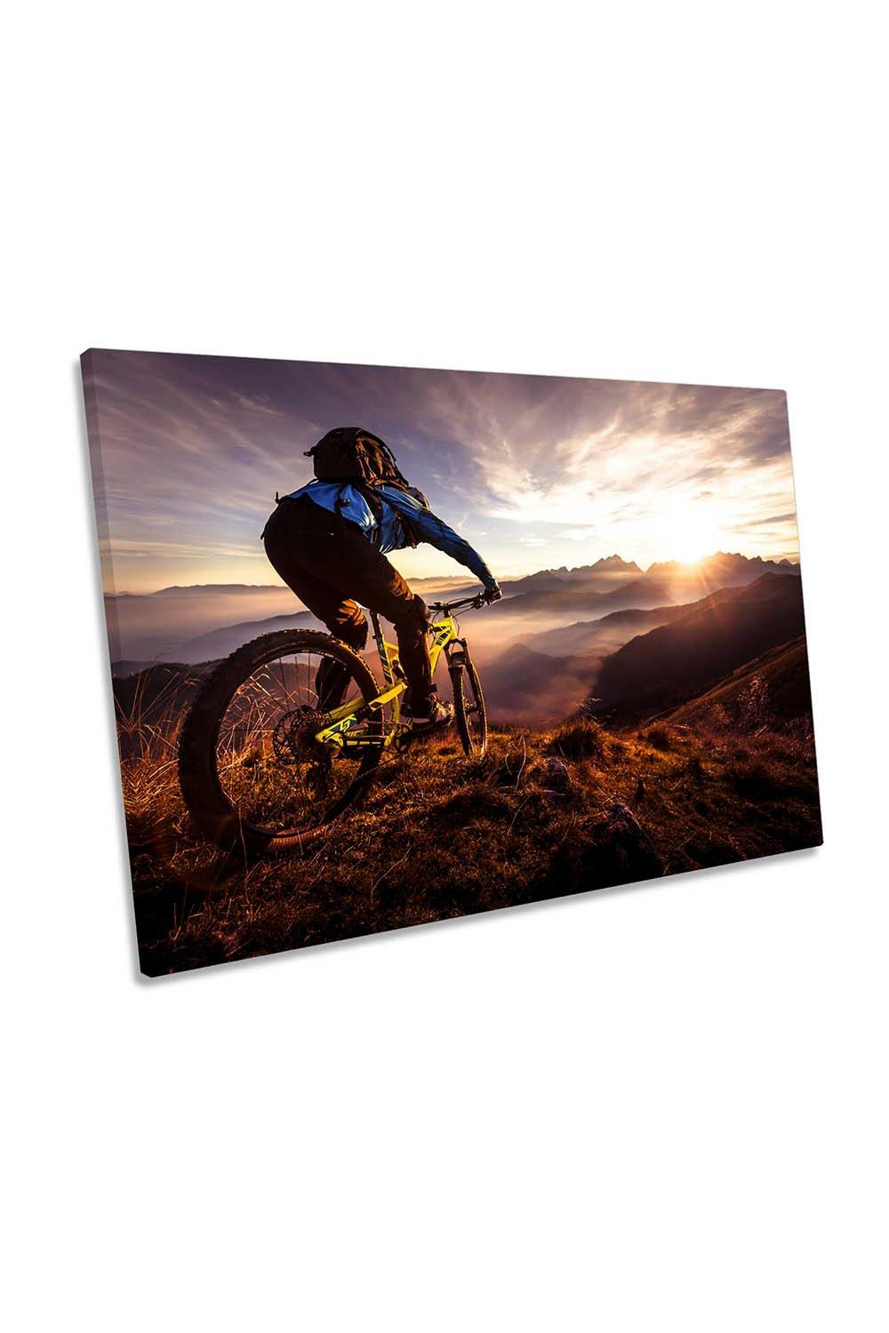 Sunset Trail Ride Mountain Bike Canvas Wall Art Picture Print