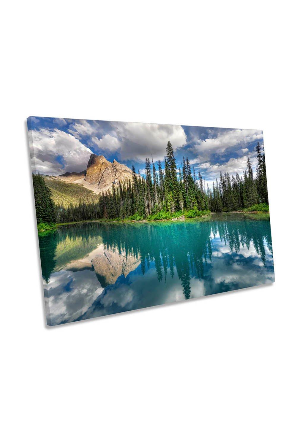 Emerald Mountain Lakes Landscape Canvas Wall Art Picture Print