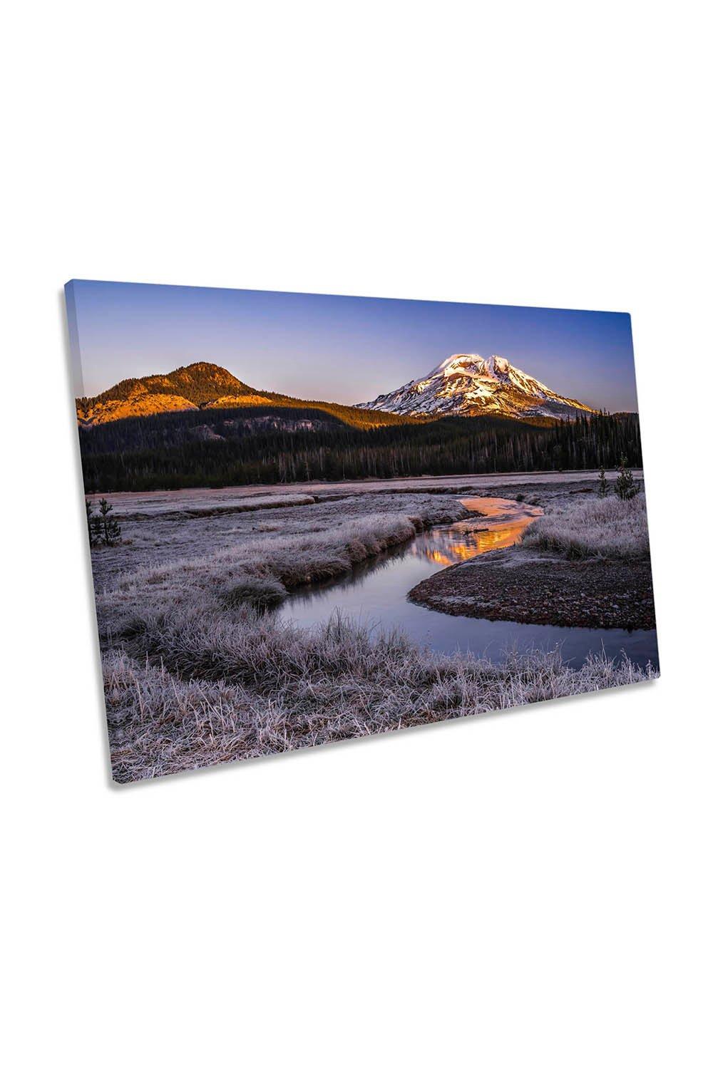 Daybreak Oregon Mountain Frosty Morning Canvas Wall Art Picture Print