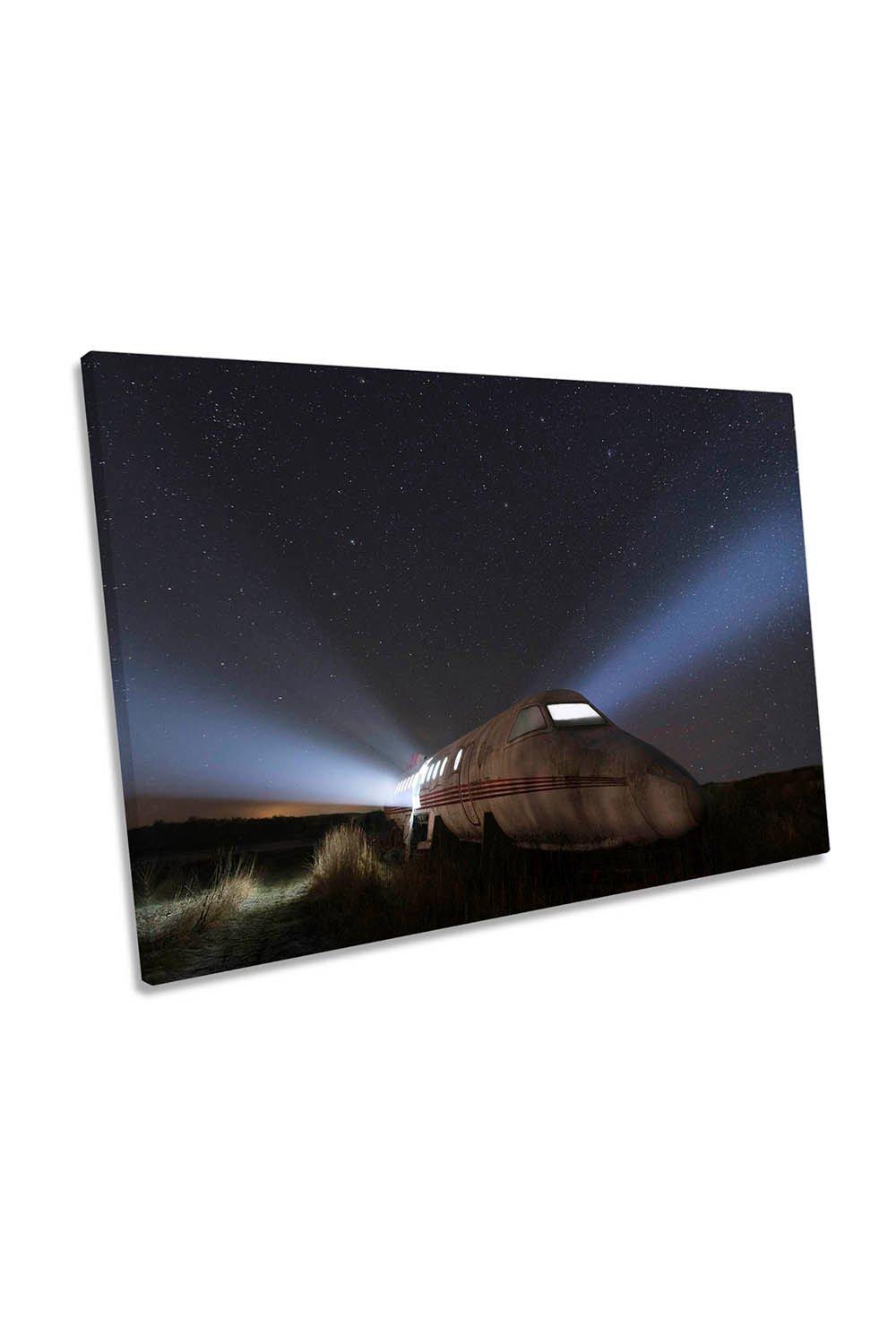 Abandoned Plane Wreck Stars Canvas Wall Art Picture Print